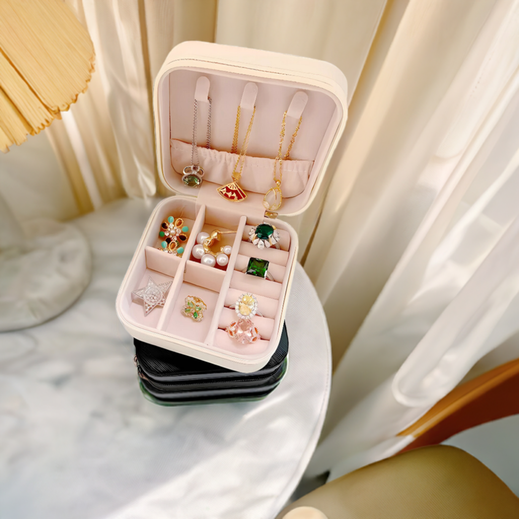 Travel Mini-Jewelry Organizer Box With Compartments for Rings, Bracelet