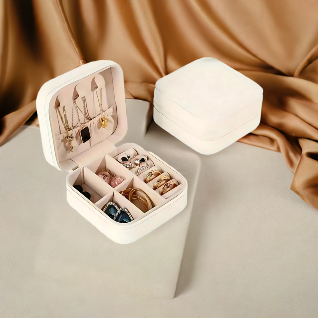 Travel Mini-Jewelry Organizer Box With Compartments for Rings, Bracelet