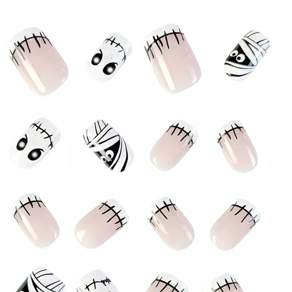 24pcs/set False Short Nails - Ghost Design