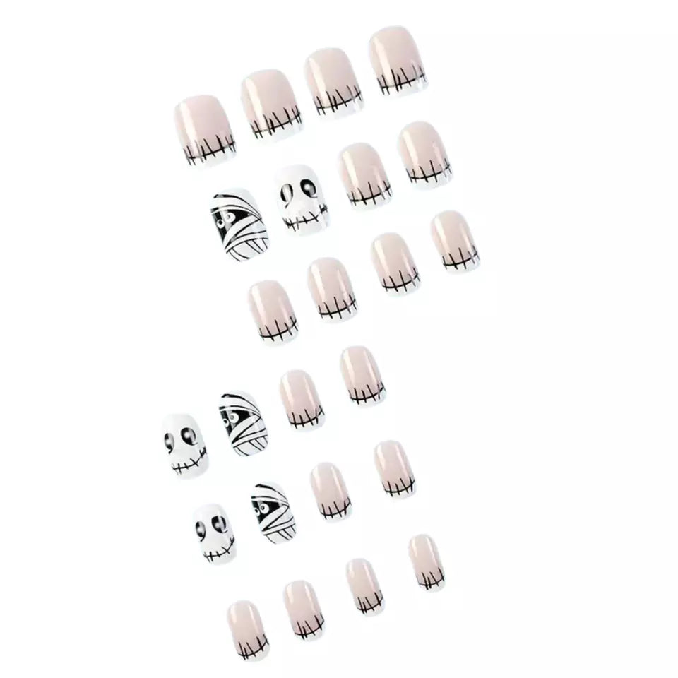 24pcs/set False Short Nails - Ghost Design