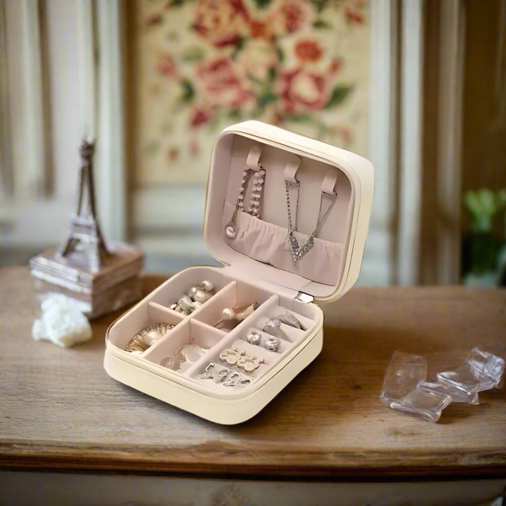 Travel Mini-Jewelry Organizer Box With Compartments for Rings, Bracelet